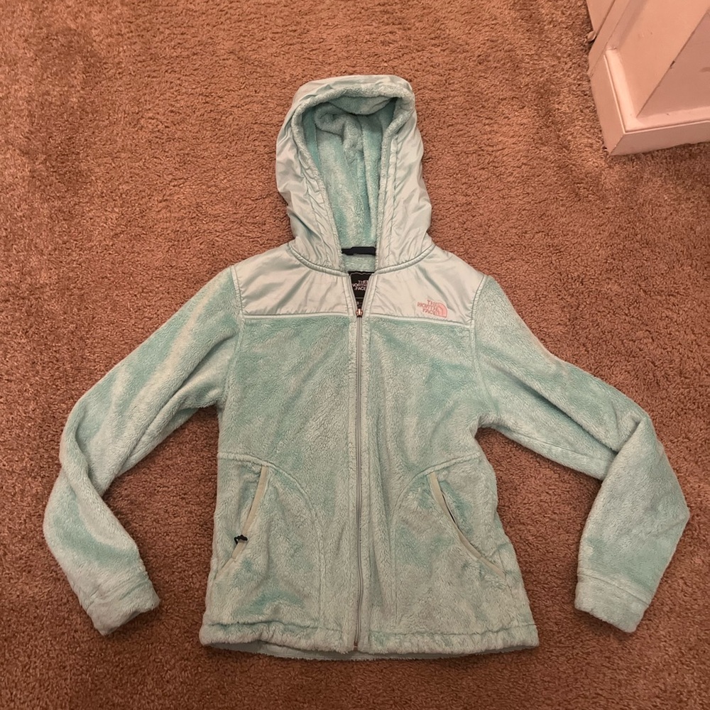 Mint Fuzzy North Face Jacket